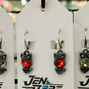 JenDore Handmade Owl Dangle Drop Earrings Hypoallergenic Tarnish Resistant